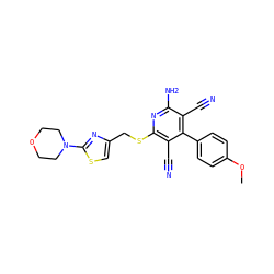 COc1ccc(-c2c(C#N)c(N)nc(SCc3csc(N4CCOCC4)n3)c2C#N)cc1 ZINC000473135056