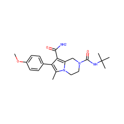 COc1ccc(-c2c(C(N)=O)c3n(c2C)CCN(C(=O)NC(C)(C)C)C3)cc1 ZINC001772600516