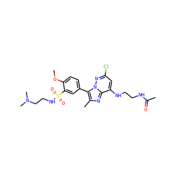 COc1ccc(-c2c(C)nc3c(NCCNC(C)=O)cc(Cl)nn23)cc1S(=O)(=O)NCCN(C)C ZINC001772620711