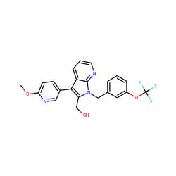 COc1ccc(-c2c(CO)n(Cc3cccc(OC(F)(F)F)c3)c3ncccc23)cn1 ZINC000299822595