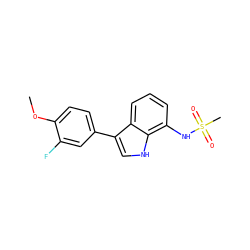 COc1ccc(-c2c[nH]c3c(NS(C)(=O)=O)cccc23)cc1F ZINC000473108758