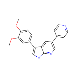 COc1ccc(-c2c[nH]c3ncc(-c4ccncc4)cc23)cc1OC ZINC000299829203