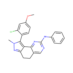 COc1ccc(-c2c3c(nn2C)CCc2cnc(Nc4ccccc4)nc2-3)c(Cl)c1 ZINC000169702242
