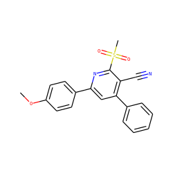COc1ccc(-c2cc(-c3ccccc3)c(C#N)c(S(C)(=O)=O)n2)cc1 ZINC000001141624