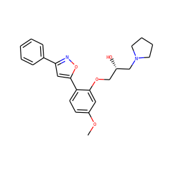 COc1ccc(-c2cc(-c3ccccc3)no2)c(OC[C@H](O)CN2CCCC2)c1 ZINC000071295666