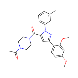 COc1ccc(-c2cc(C(=O)N3CCN(C(C)=O)CC3)n(-c3cccc(C)c3)n2)c(OC)c1 ZINC000033668440