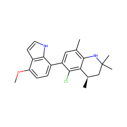 COc1ccc(-c2cc(C)c3c(c2Cl)[C@H](C)CC(C)(C)N3)c2[nH]ccc12 ZINC000029043483