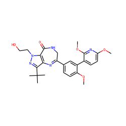 COc1ccc(-c2cc(C3=Nc4c(C(C)(C)C)nn(CCO)c4C(=O)NC3)ccc2OC)c(OC)n1 ZINC000096922846