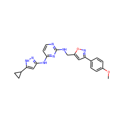 COc1ccc(-c2cc(CNc3nccc(Nc4cc(C5CC5)[nH]n4)n3)on2)cc1 ZINC000203007793