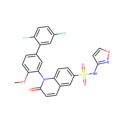 COc1ccc(-c2cc(Cl)ccc2F)cc1-n1c(=O)ccc2cc(S(=O)(=O)Nc3ccon3)ccc21 ZINC001772576307
