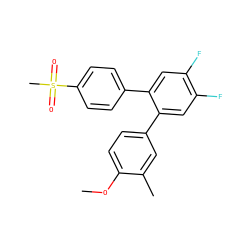 COc1ccc(-c2cc(F)c(F)cc2-c2ccc(S(C)(=O)=O)cc2)cc1C ZINC000003814665