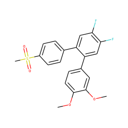 COc1ccc(-c2cc(F)c(F)cc2-c2ccc(S(C)(=O)=O)cc2)cc1OC ZINC000003814666