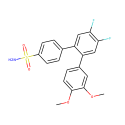 COc1ccc(-c2cc(F)c(F)cc2-c2ccc(S(N)(=O)=O)cc2)cc1OC ZINC000003814675