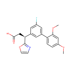 COc1ccc(-c2cc(F)cc([C@H](CC(=O)O)c3ncco3)c2)c(OC)c1 ZINC001772576269