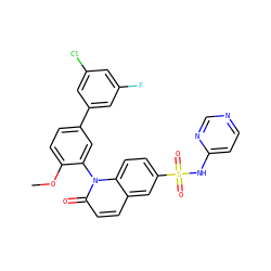 COc1ccc(-c2cc(F)cc(Cl)c2)cc1-n1c(=O)ccc2cc(S(=O)(=O)Nc3ccncn3)ccc21 ZINC001772602983