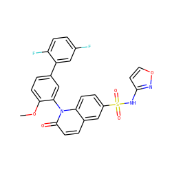 COc1ccc(-c2cc(F)ccc2F)cc1-n1c(=O)ccc2cc(S(=O)(=O)Nc3ccon3)ccc21 ZINC001772577957