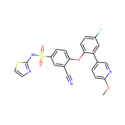 COc1ccc(-c2cc(F)ccc2Oc2ccc(S(=O)(=O)Nc3nccs3)cc2C#N)cn1 ZINC000095581368