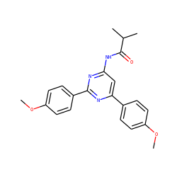 COc1ccc(-c2cc(NC(=O)C(C)C)nc(-c3ccc(OC)cc3)n2)cc1 ZINC000066099721