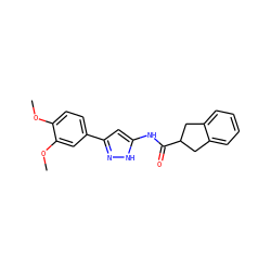 COc1ccc(-c2cc(NC(=O)C3Cc4ccccc4C3)[nH]n2)cc1OC ZINC000013493264