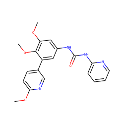 COc1ccc(-c2cc(NC(=O)Nc3ccccn3)cc(OC)c2OC)cn1 ZINC000653702434