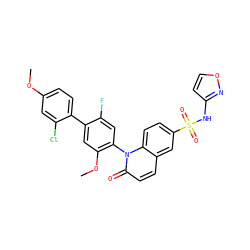COc1ccc(-c2cc(OC)c(-n3c(=O)ccc4cc(S(=O)(=O)Nc5ccon5)ccc43)cc2F)c(Cl)c1 ZINC001772641344