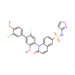 COc1ccc(-c2cc(OC)c(-n3c(=O)ccc4cc(S(=O)(=O)Nc5ccon5)ccc43)cc2F)cc1Cl ZINC001772644041