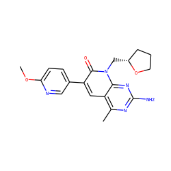 COc1ccc(-c2cc3c(C)nc(N)nc3n(C[C@@H]3CCCO3)c2=O)cn1 ZINC000117716837