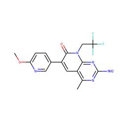 COc1ccc(-c2cc3c(C)nc(N)nc3n(CC(F)(F)F)c2=O)cn1 ZINC000140273507