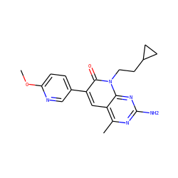 COc1ccc(-c2cc3c(C)nc(N)nc3n(CCC3CC3)c2=O)cn1 ZINC000140926914