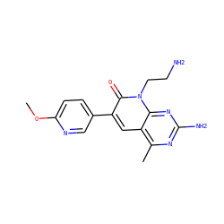 COc1ccc(-c2cc3c(C)nc(N)nc3n(CCN)c2=O)cn1 ZINC000117729292