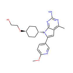 COc1ccc(-c2cc3c(C)nc(N)nc3n2[C@H]2CC[C@H](OCCO)CC2)cn1 ZINC000261189312