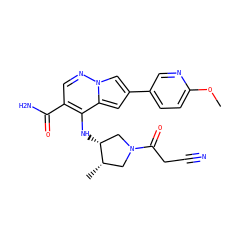 COc1ccc(-c2cc3c(N[C@@H]4CN(C(=O)CC#N)C[C@@H]4C)c(C(N)=O)cnn3c2)cn1 ZINC000142736164
