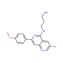COc1ccc(-c2cc3ncc(Br)cc3c(NCCCN)n2)cc1 ZINC000013489152