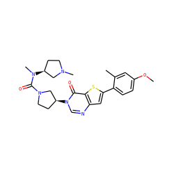 COc1ccc(-c2cc3ncn([C@H]4CCN(C(=O)N(C)[C@H]5CCN(C)C5)C4)c(=O)c3s2)c(C)c1 ZINC000028818544