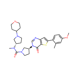 COc1ccc(-c2cc3ncn([C@H]4CCN(C(=O)N(C)[C@H]5CCN(C6CCOCC6)C5)C4)c(=O)c3s2)c(C)c1 ZINC000028818567