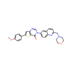COc1ccc(-c2cc3ncn(-c4ccc5nc(CN6CCOCC6)ccc5c4)c(=O)c3s2)cc1 ZINC000038149743