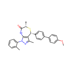 COc1ccc(-c2ccc([C@H]3S[C@@H](C)C(=O)Nc4c3c(C)nn4-c3ccccc3C)cc2)cc1 ZINC000084730116