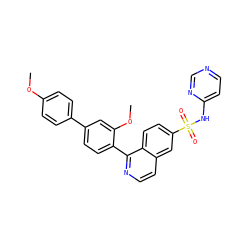 COc1ccc(-c2ccc(-c3nccc4cc(S(=O)(=O)Nc5ccncn5)ccc34)c(OC)c2)cc1 ZINC000225111538