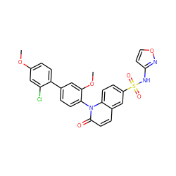 COc1ccc(-c2ccc(-n3c(=O)ccc4cc(S(=O)(=O)Nc5ccon5)ccc43)c(OC)c2)c(Cl)c1 ZINC001772621687