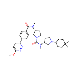 COc1ccc(-c2ccc(C(=O)N(C)[C@@H]3CCN(C(=O)N(C)[C@@H]4CCN(C5CCC(C)(C)CC5)C4)C3)cc2)nn1 ZINC000028132984