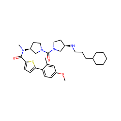 COc1ccc(-c2ccc(C(=O)N(C)[C@H]3CCN(C(=O)N4CC[C@@H](NCCCC5CCCCC5)C4)C3)s2)c(C)c1 ZINC000036351709
