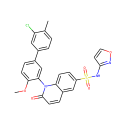 COc1ccc(-c2ccc(C)c(Cl)c2)cc1-n1c(=O)ccc2cc(S(=O)(=O)Nc3ccon3)ccc21 ZINC001772599472
