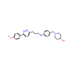 COc1ccc(-c2ccc(CCCNc3ccc(CN4CCC(O)CC4)cc3)nn2)cc1 ZINC000137451316