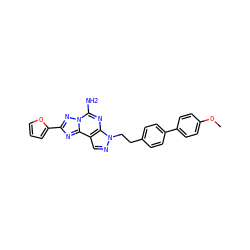 COc1ccc(-c2ccc(CCn3ncc4c3nc(N)n3nc(-c5ccco5)nc43)cc2)cc1 ZINC000040421018