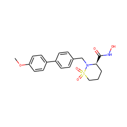 COc1ccc(-c2ccc(CN3[C@@H](C(=O)NO)CCCS3(=O)=O)cc2)cc1 ZINC000013579368