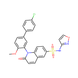 COc1ccc(-c2ccc(Cl)cc2)cc1-n1c(=O)ccc2cc(S(=O)(=O)Nc3ccon3)ccc21 ZINC001772604900