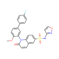 COc1ccc(-c2ccc(F)cc2)cc1-n1c(=O)ccc2cc(S(=O)(=O)Nc3ccon3)ccc21 ZINC001772608644