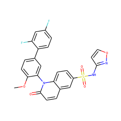 COc1ccc(-c2ccc(F)cc2F)cc1-n1c(=O)ccc2cc(S(=O)(=O)Nc3ccon3)ccc21 ZINC001772629788