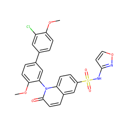 COc1ccc(-c2ccc(OC)c(-n3c(=O)ccc4cc(S(=O)(=O)Nc5ccon5)ccc43)c2)cc1Cl ZINC001772632522