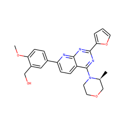COc1ccc(-c2ccc3c(N4CCOC[C@@H]4C)nc(-c4ccco4)nc3n2)cc1CO ZINC000143845282